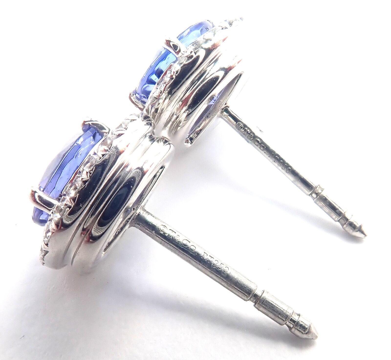 Tiffany & Co Soleste Diamond Tanzanite Platinum Stud Earrings 2