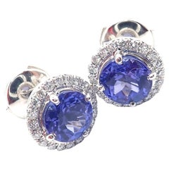 Tiffany & Co Soleste Diamond Tanzanite Platinum Stud Earrings