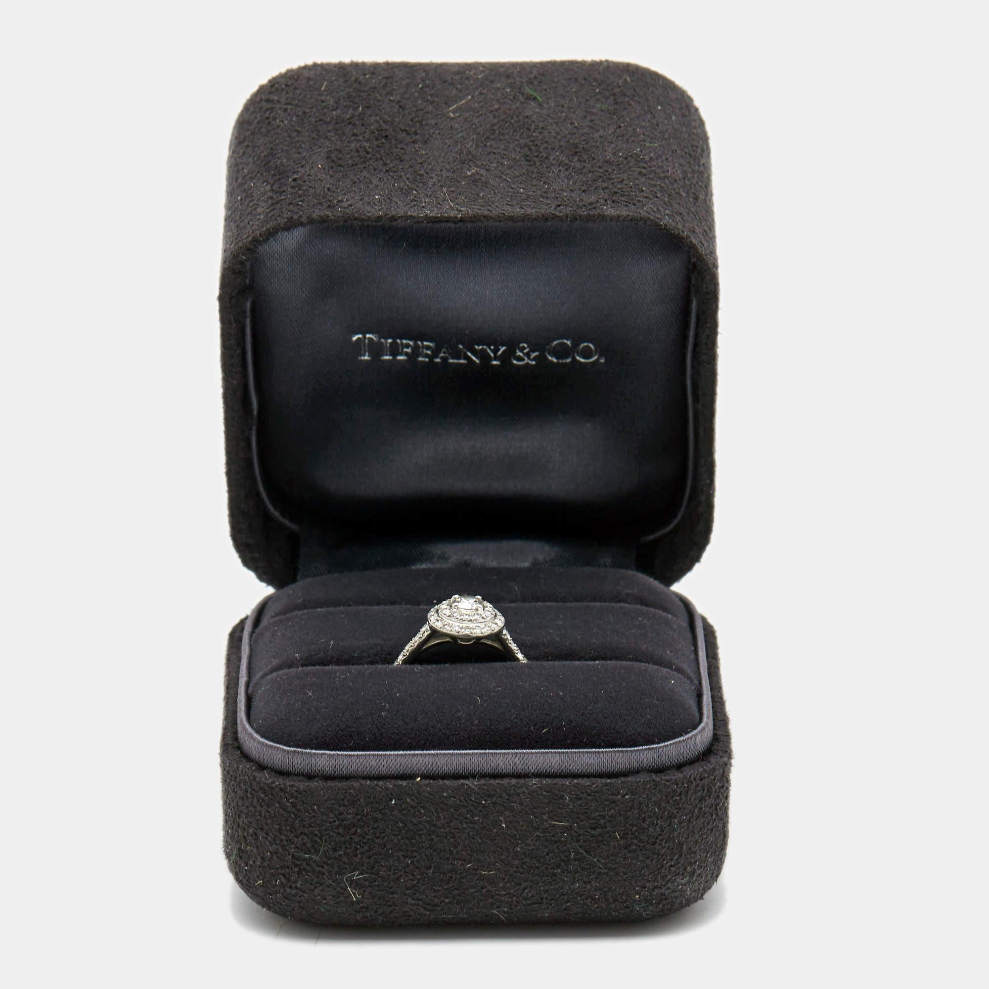 Tiffany & Co. Soleste Diamonds Platinum Ring Size 49 1