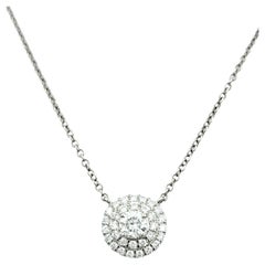 Tiffany & Co. Soleste Double Diamond Halo Pendant Necklace Set in Platinum