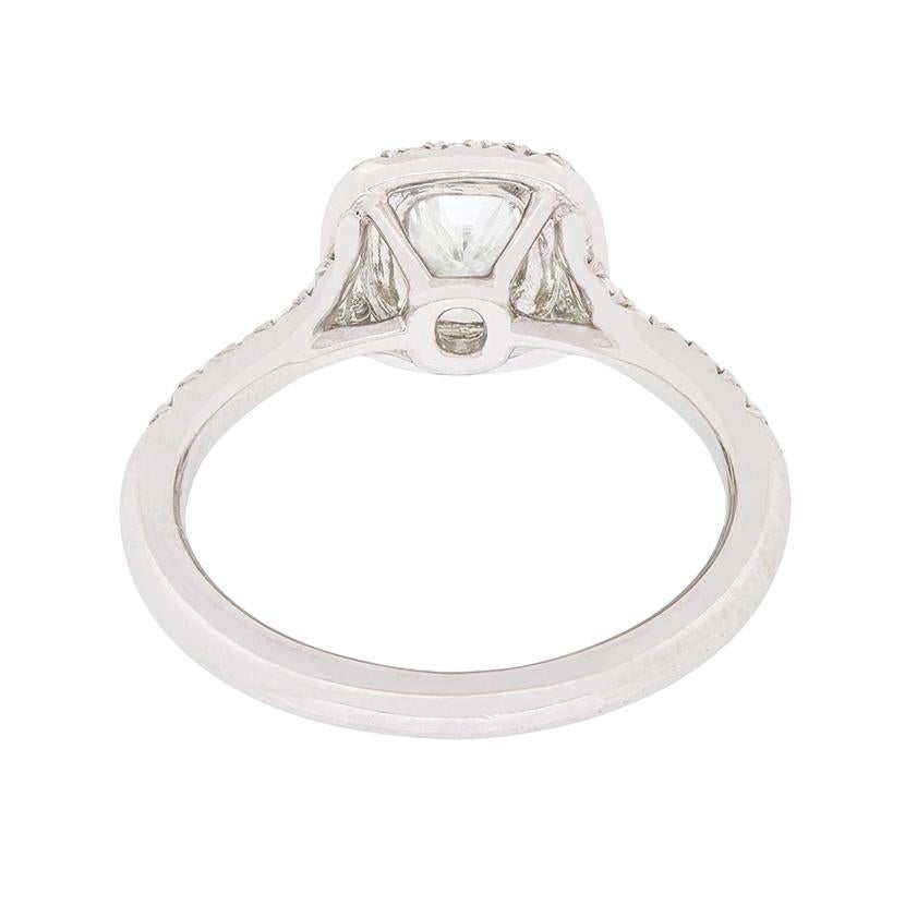 tiffany soleste cushion-cut double halo engagement ring with a diamond platinum band