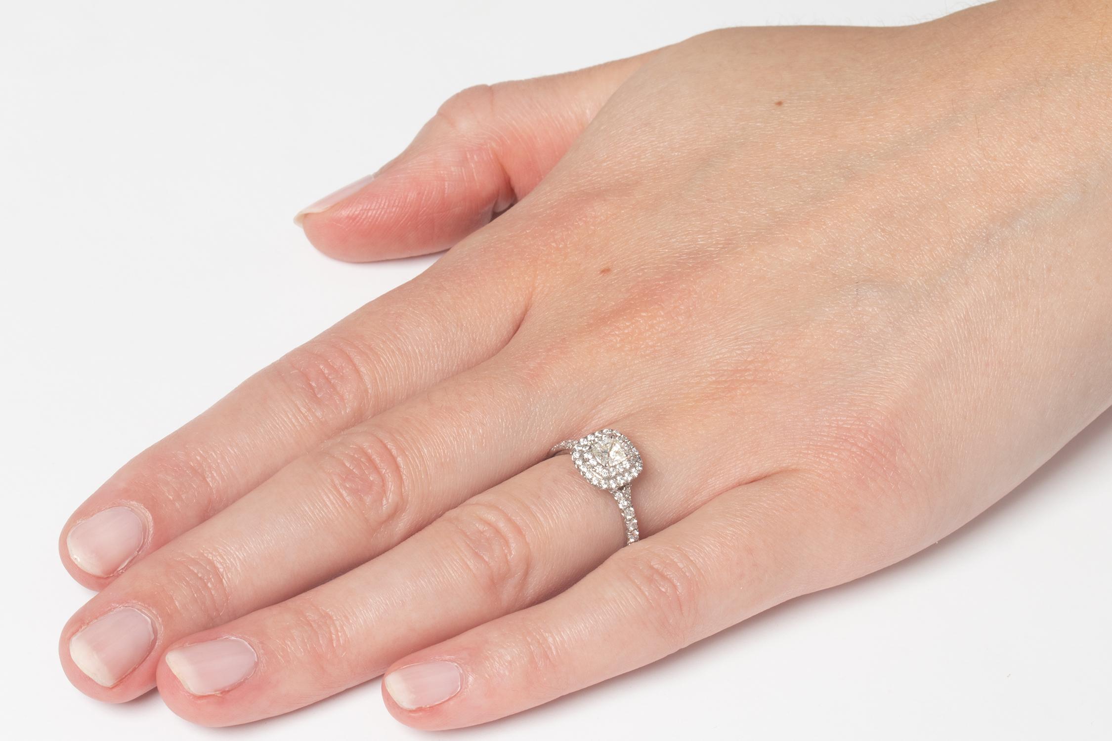 Tiffany & Co. Soleste Double Halo Diamond Ring In Excellent Condition In London, GB