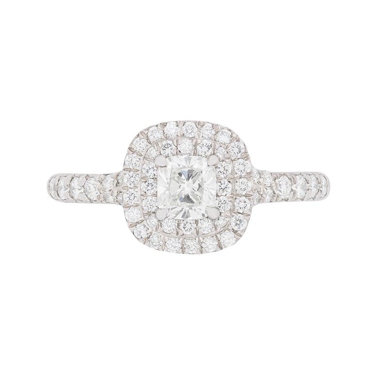 Tiffany and Co. Soleste Double Halo Diamond Ring For Sale at 1stDibs