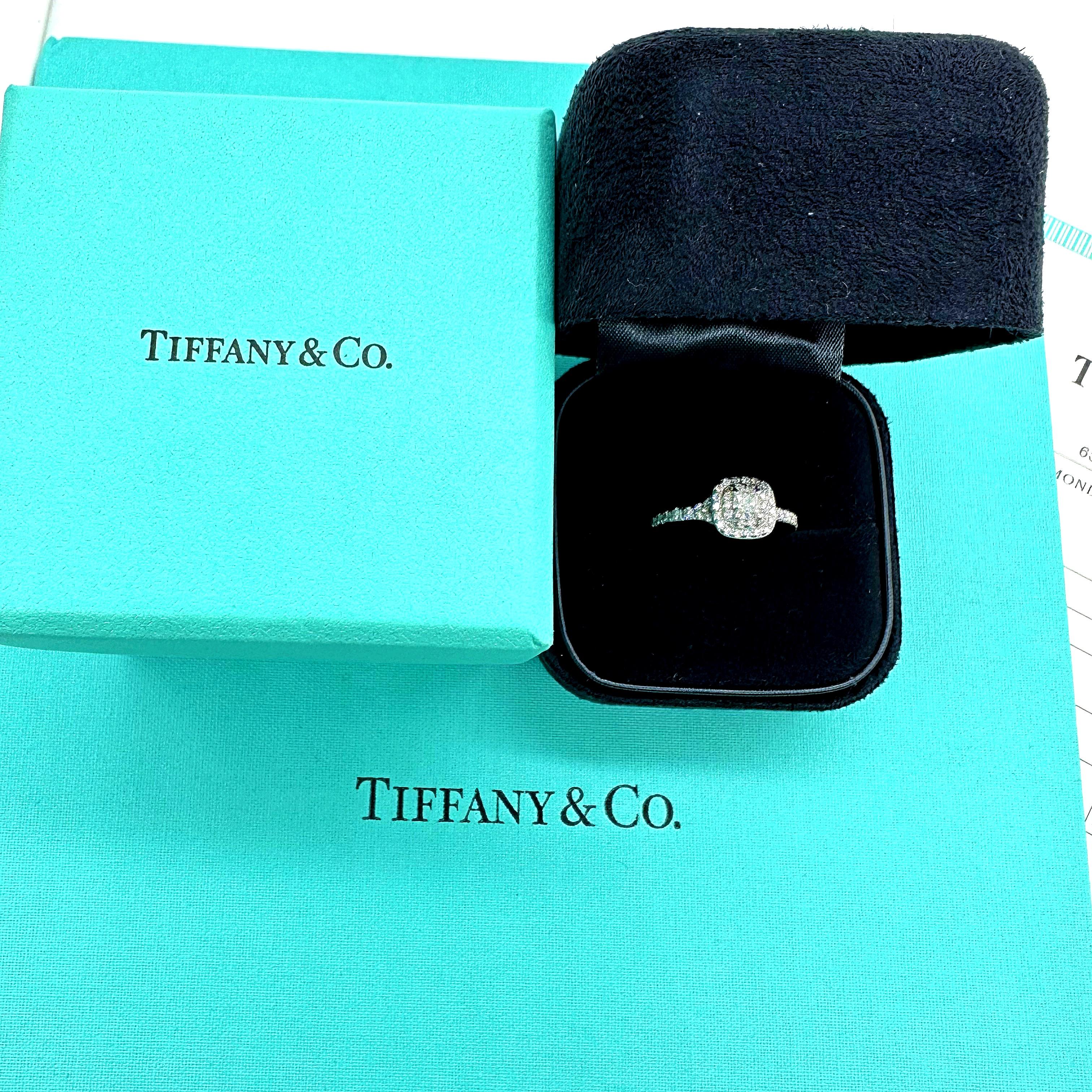 Tiffany & Co Soleste Double Row Cushion Diamond 0.54 tcw Engagement Ring Plat For Sale 7