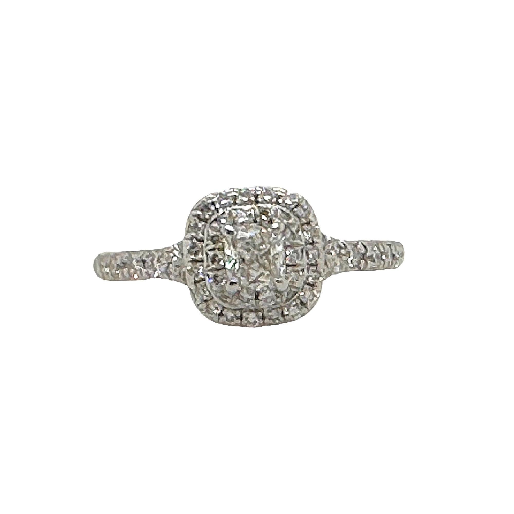 Tiffany & Co Soleste Double Row Cushion Diamond 0.54 tcw Engagement Ring Plat In Excellent Condition For Sale In San Diego, CA