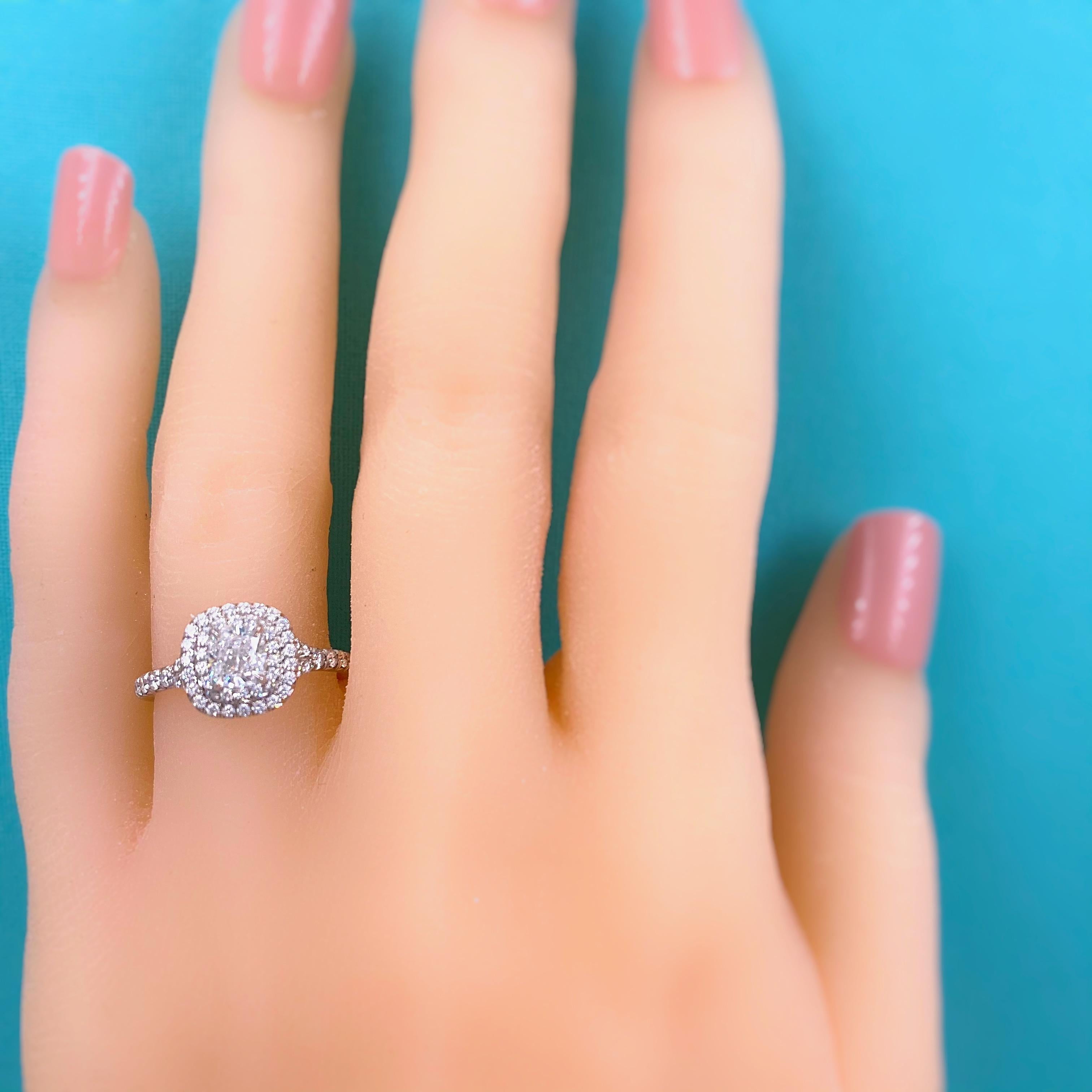 Tiffany & Co. Soleste Soleste Verlobungsring Platin mit 0,76 Karat Diamant im Doppel-Kissen-Schliff 1