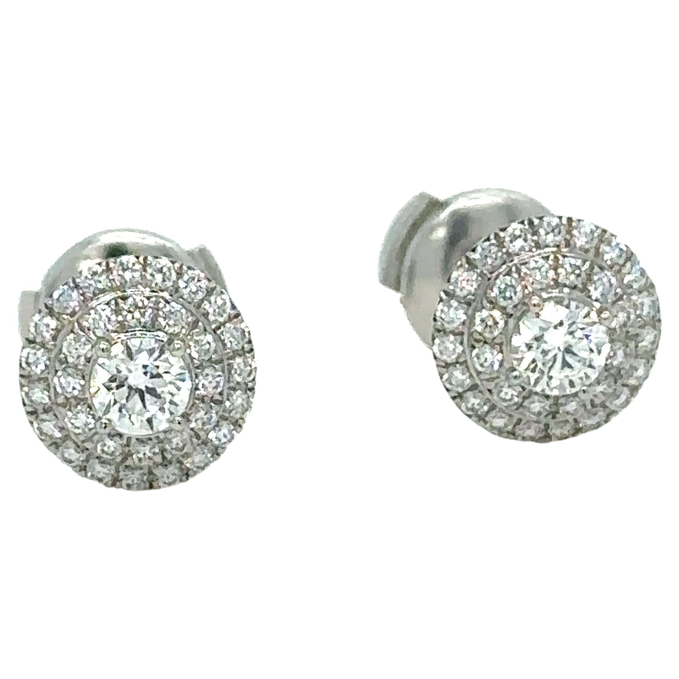 162 Carat tw Round Brilliant 18k White Gold Halo Diamond Stud Earrings  FSI1 from Tiffany Jones Designs