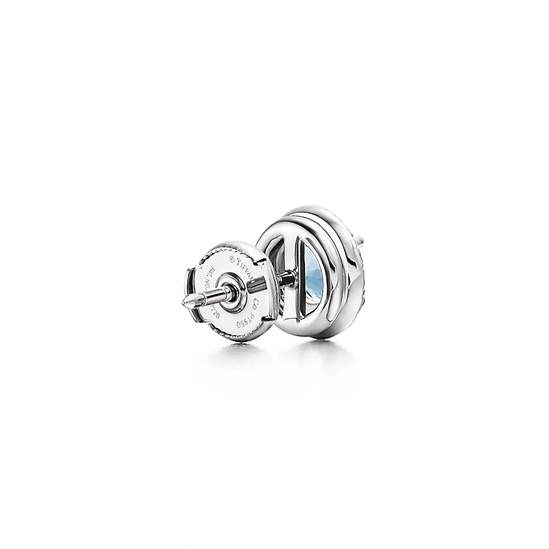 Contemporary Tiffany & Co. Soleste Earrings Platinum With Aquamarine & Diamonds Gemstones