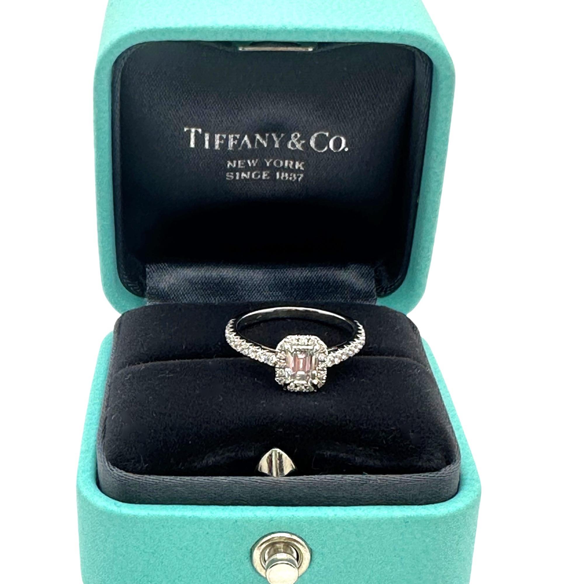 tiffany emerald cut halo ring