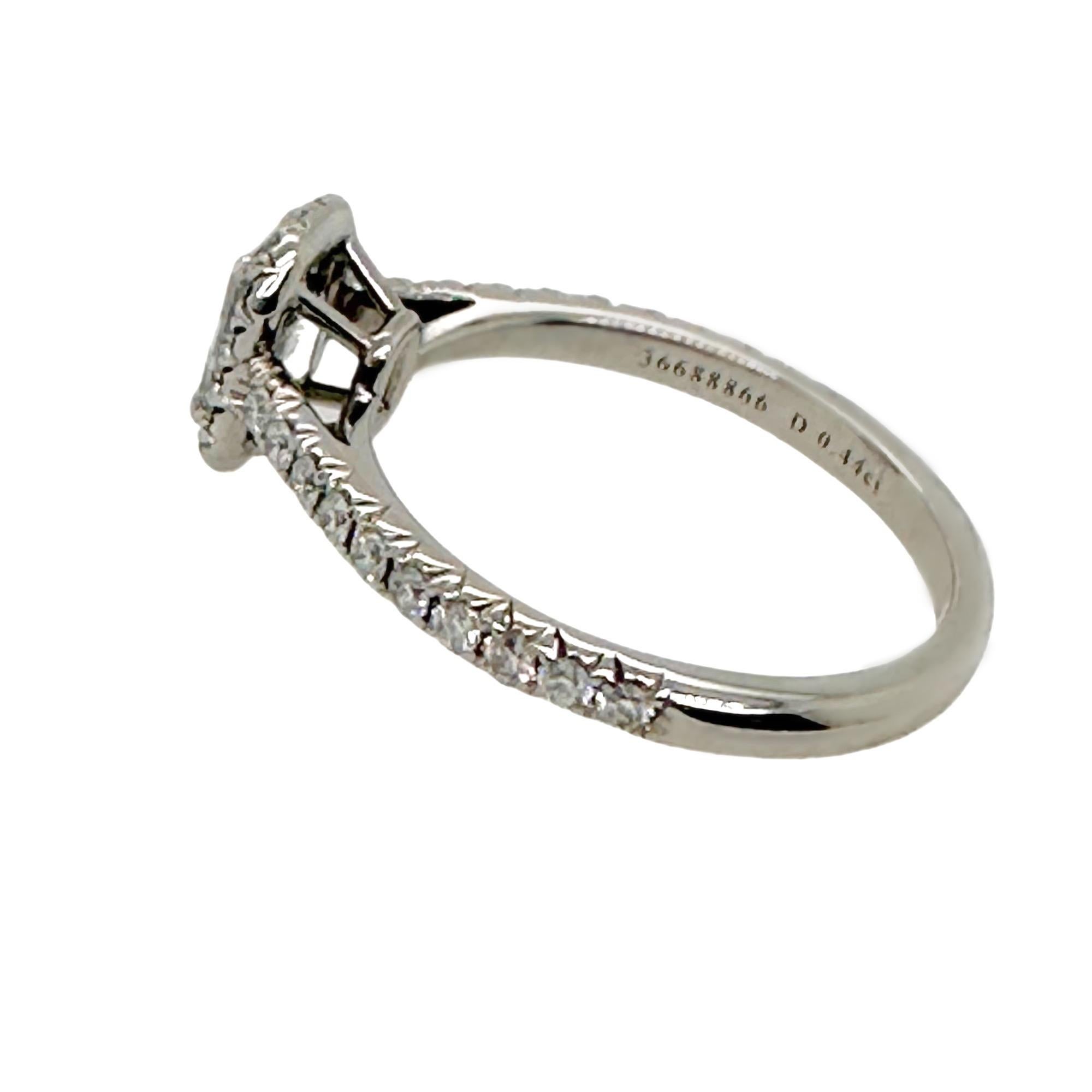 Emerald Cut Tiffany & Co. Soleste Emerald-cut 0.44 ct Halo Engagement Ring Diamond Band Plat For Sale