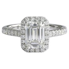 Tiffany & Co. Soleste Emerald Cut Diamond Halo Engagement Ring Platinum