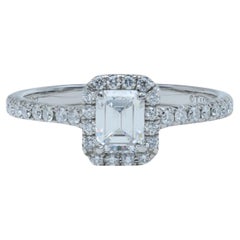 Tiffany & Co. Bague de fiançailles Soleste Emerald Cut Diamond Halo Platinum
