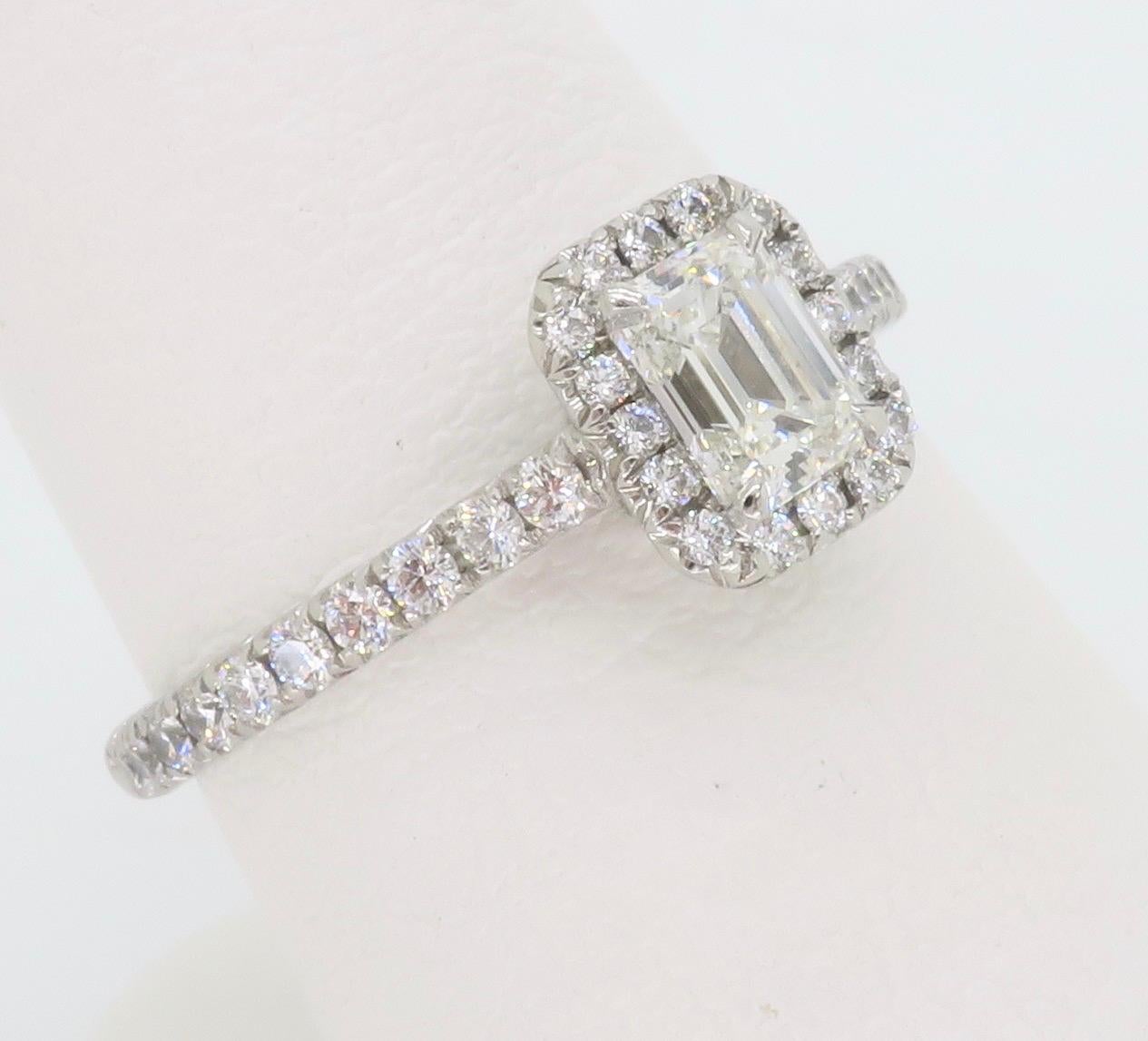 Emerald Cut Tiffany & Co. Soleste Emerald-Cut Halo Engagement Ring Made in Platinum