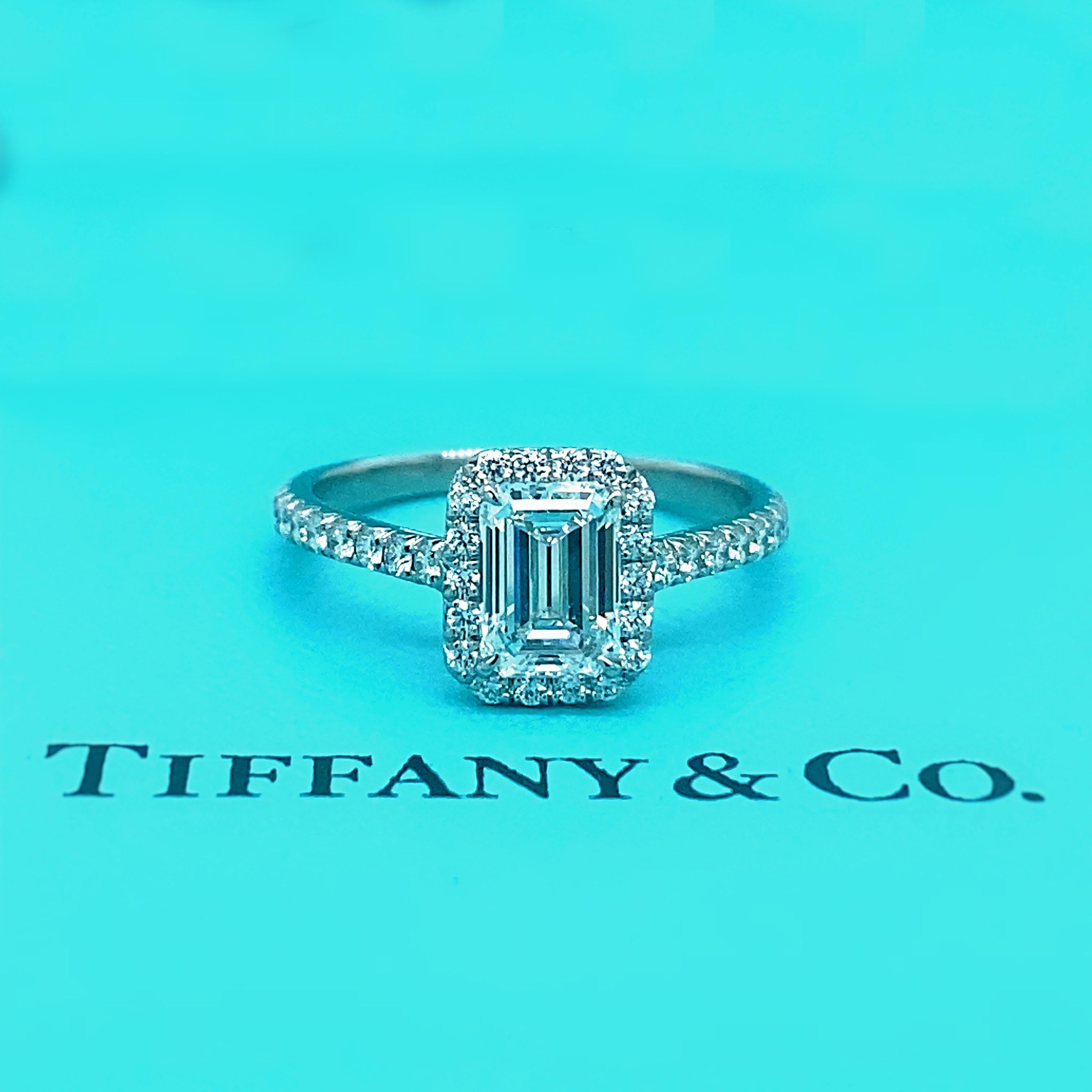 Tiffany & Co Soleste Emerald Diamond 1.01 Tcw E VVS1 Engagement Ring Plat GIA 2