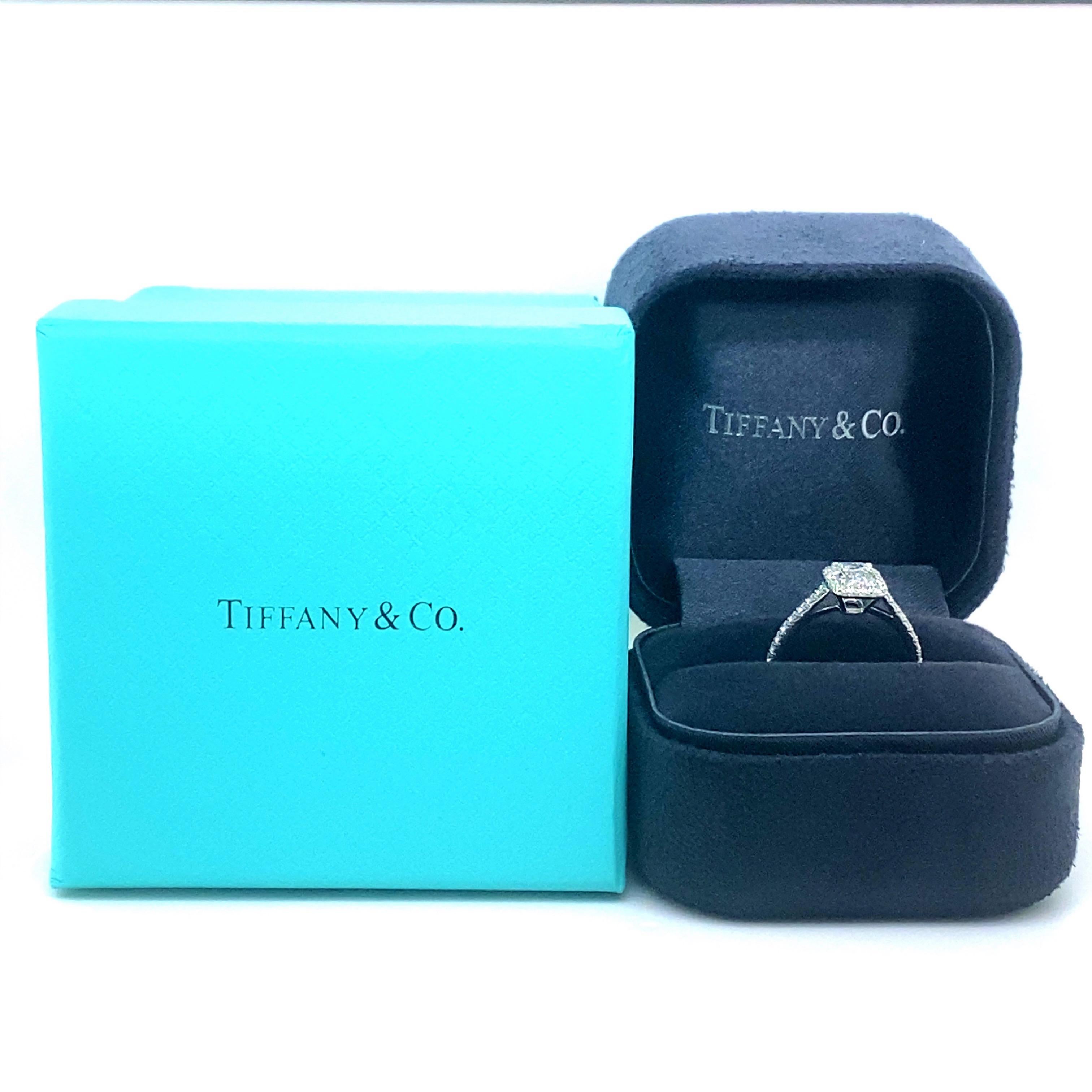 Tiffany & Co Soleste Emerald Diamond 1.01 Tcw E VVS1 Engagement Ring Plat GIA 4