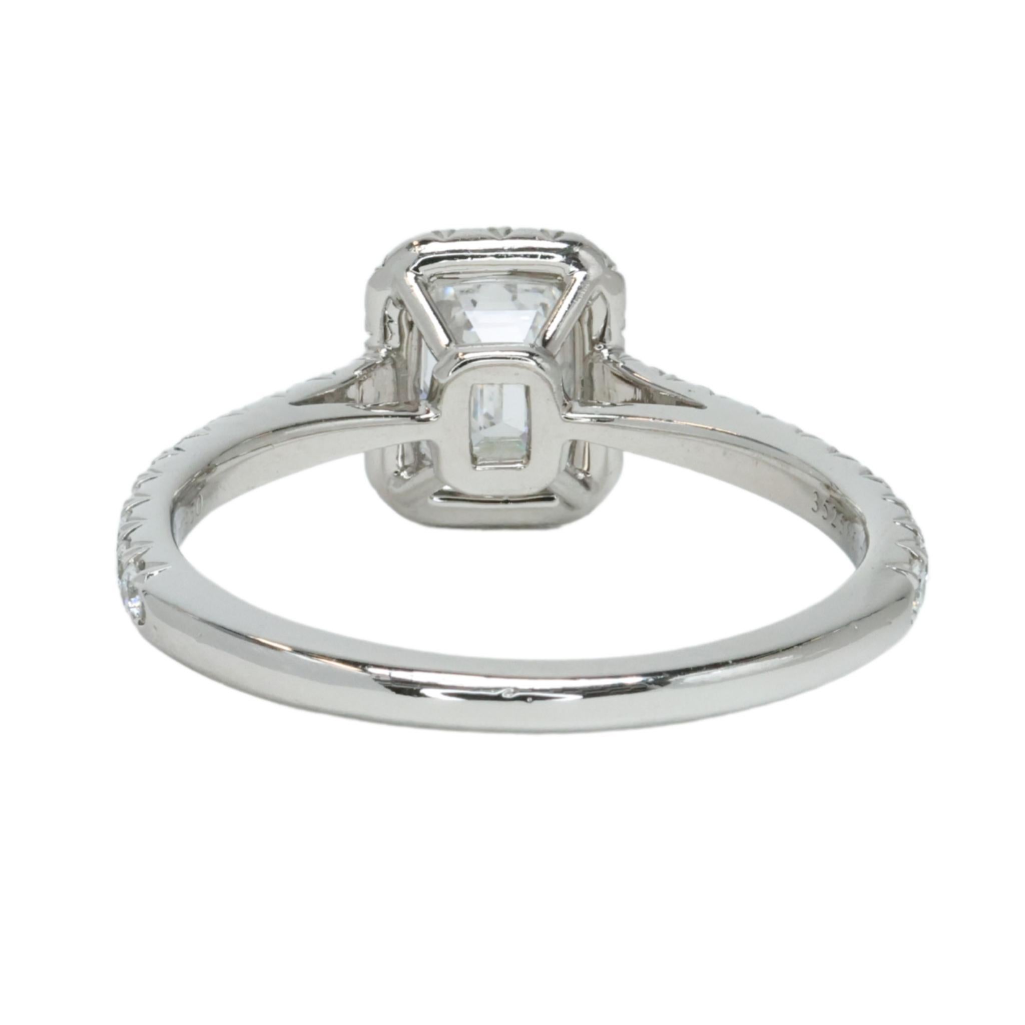 Tiffany & Co. Soleste Engagement Ring 0.43 D VS1 Emerald Cut in Platinum In Excellent Condition For Sale In Tampa, FL