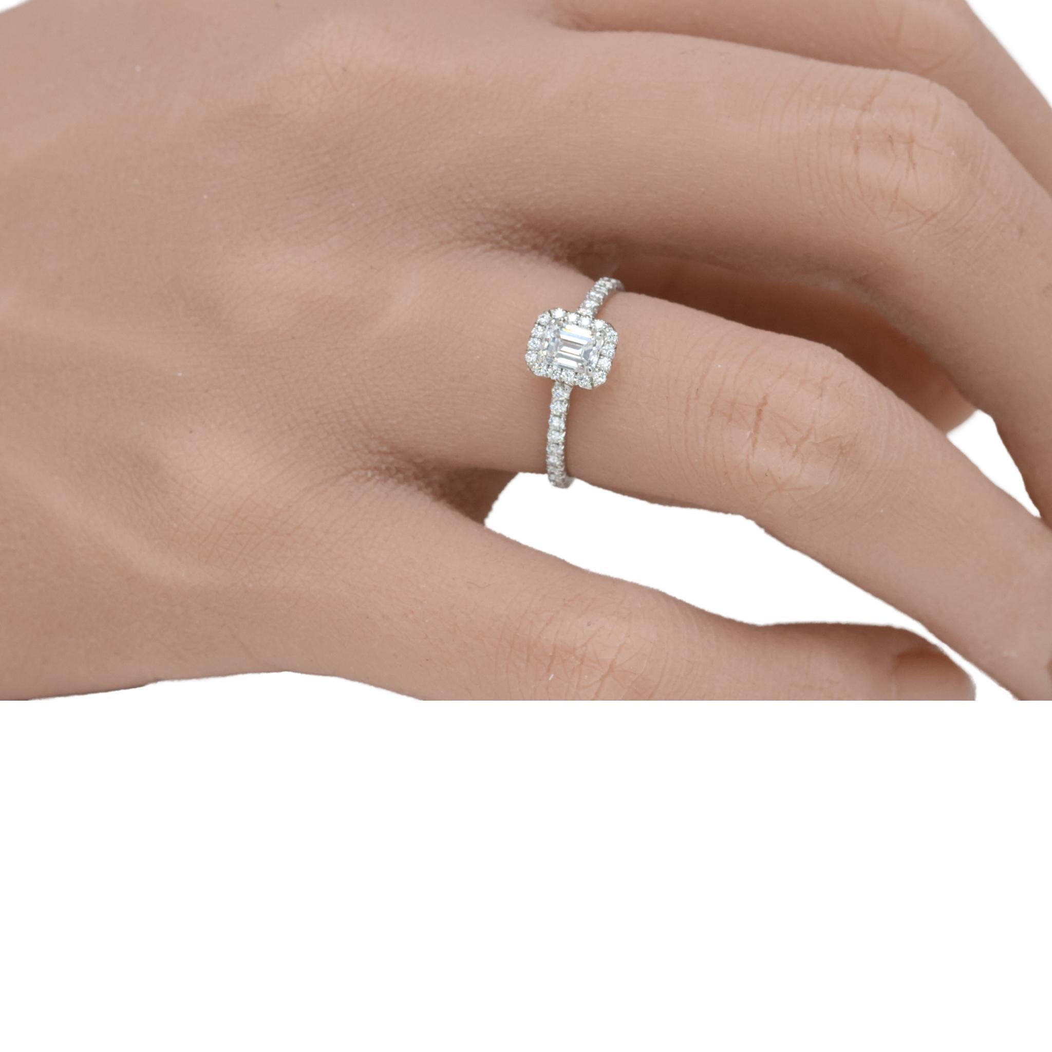 Women's or Men's Tiffany & Co. Soleste Engagement Ring 0.43 D VS1 Emerald Cut in Platinum For Sale
