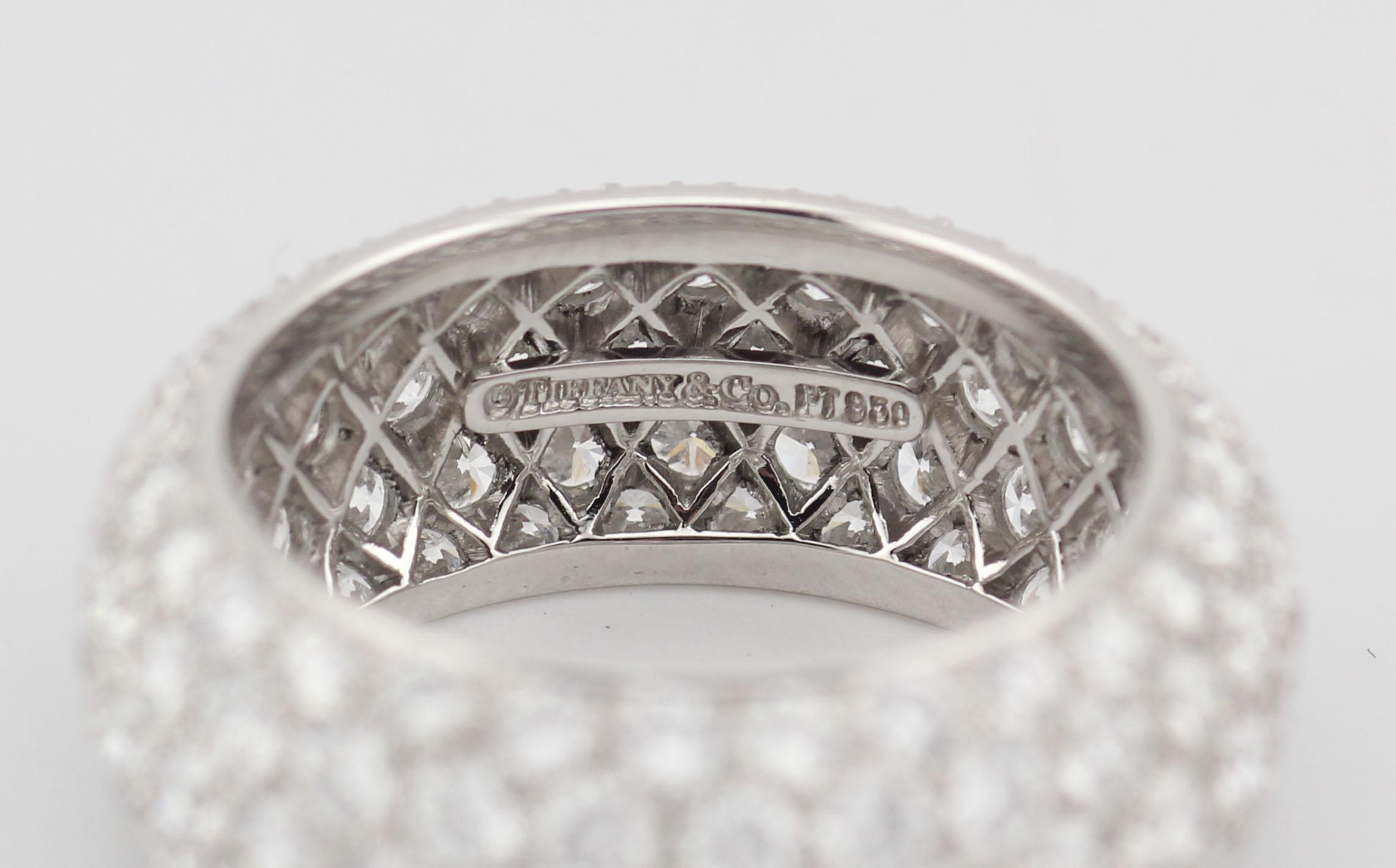Tiffany & Co. Soleste Etoile 5 Row Diamond Platinum Eternity Band Taglia 4.75 In condizioni ottime in vendita a Simpsonville, SC