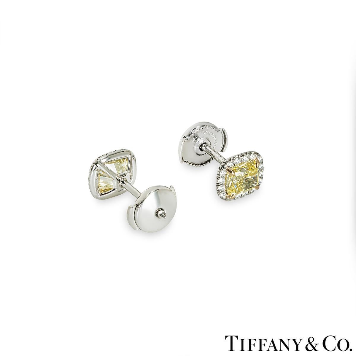 Tiffany & Co. Soleste Fancy Intense Yellow Cushion Cut Diamond Earrings 1.50ct T In Excellent Condition In London, GB