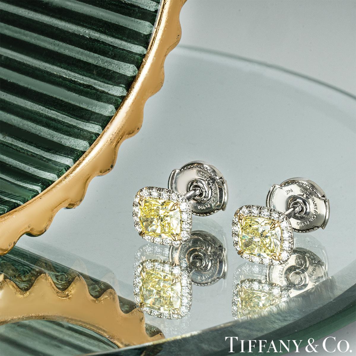 Tiffany & Co. Soleste Fancy Intense Yellow Cushion Cut Diamond Earrings 1.50ct T 3