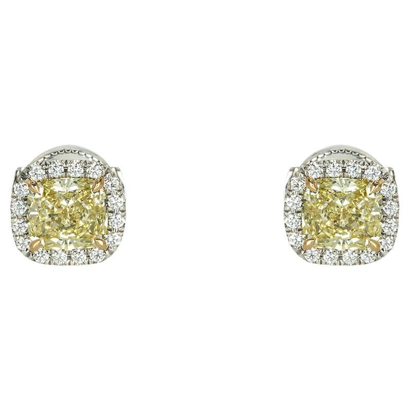 Tiffany & Co. Soleste Fancy Intense Yellow Cushion Cut Diamond Earrings 1.50ct T