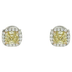 Tiffany & Co. Soleste Fancy Intense Yellow Cushion Cut Diamond Earrings 1.50ct T