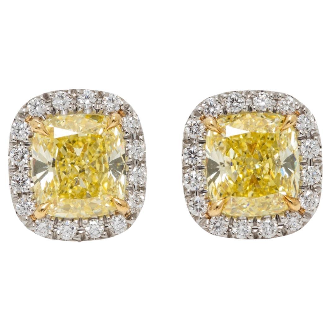 Tiffany 
Co. Soleste Fancy Intense Yellow Diamond Earrings in Platinum 
18K For Sale