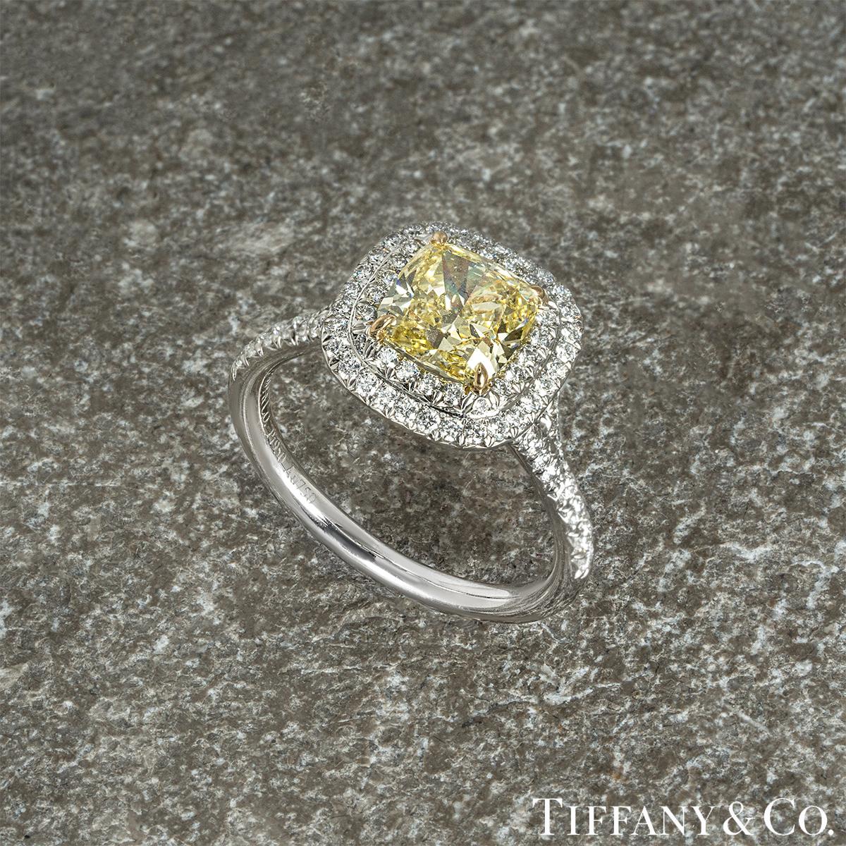 Tiffany & Co. Soleste Fancy Intense Yellow Diamond Ring 1.63ct In Excellent Condition For Sale In London, GB