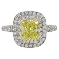 Tiffany & Co. Soleste, bague de fiançailles fantaisie jaune intense avec halo de diamants