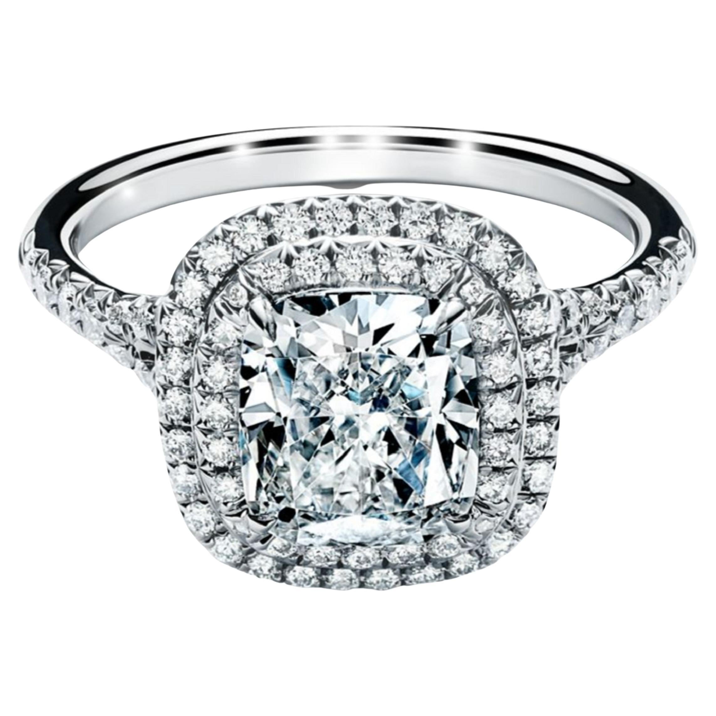 Cushion Cut Tiffany & Co. Soleste Fancy Internally Flawless Halo Diamond Engagement Ring For Sale