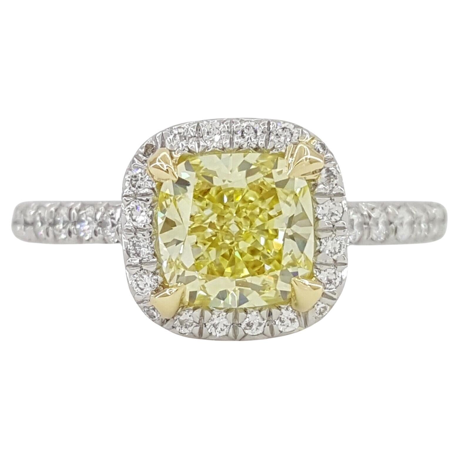Tiffany & Co. Soleste Fancy Yellow Cushion Brilliant Cut Diamond Ring