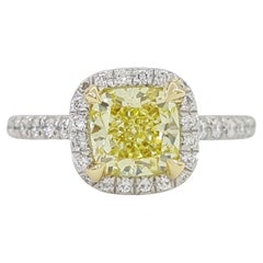 Tiffany & Co. Soleste Fancy Yellow Cushion Brilliant Cut Diamond Ring