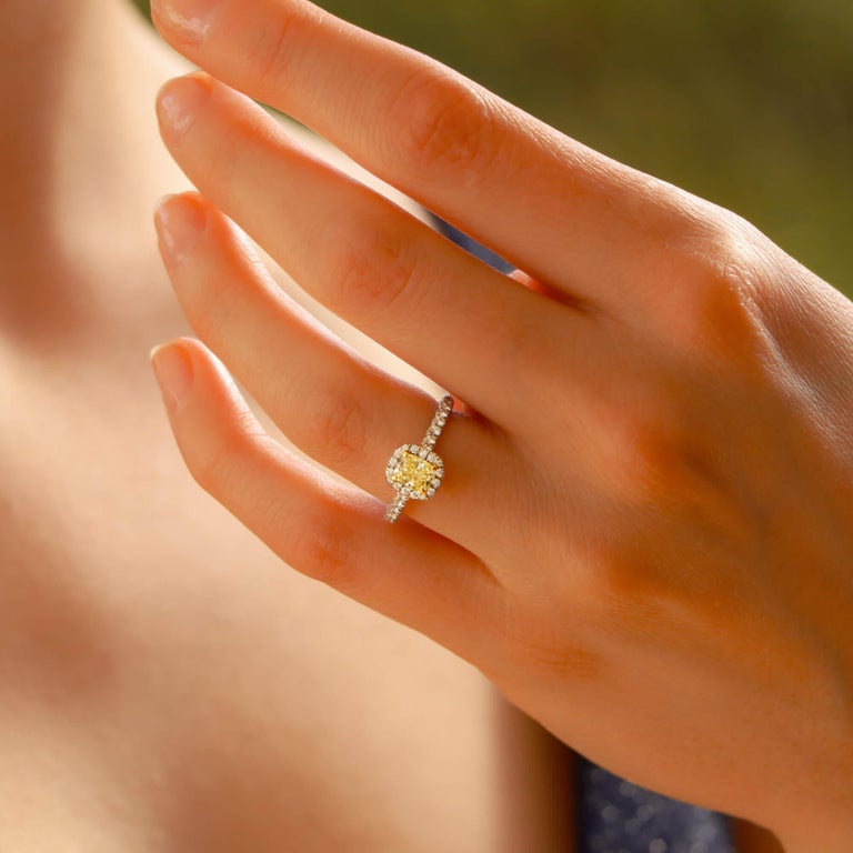 Tiffany Co 'Soleste' Fancy Yellow Diamond Engagement Ring in Platinum and  Gold