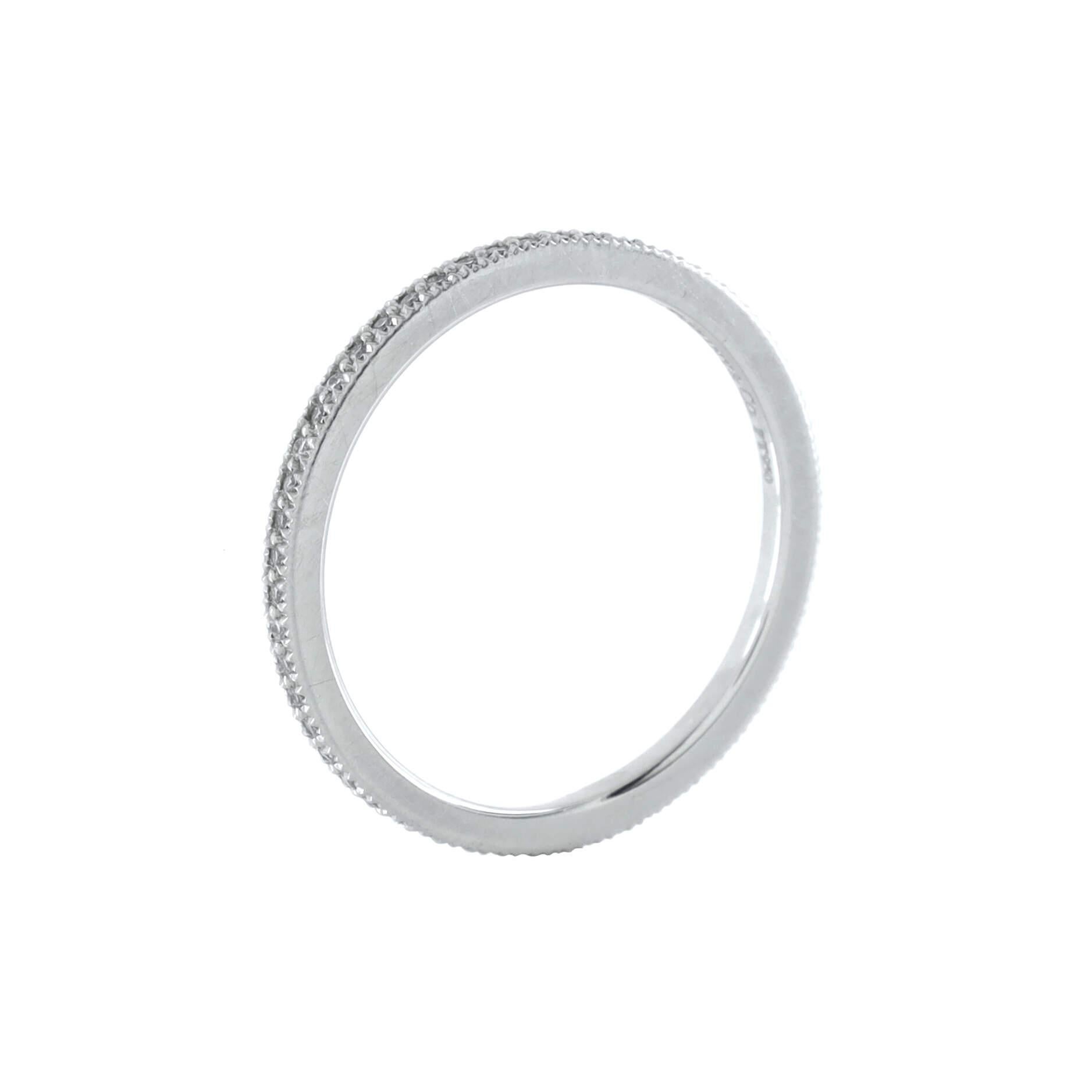 Tiffany & Co. Soleste Full Eternity Band Ring Platinum with Pave Diamonds In Good Condition In New York, NY