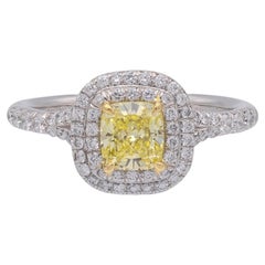 Tiffany & Co Soleste Intense Yellow Radiant Platinum Ring .68ct Int. Flawless
