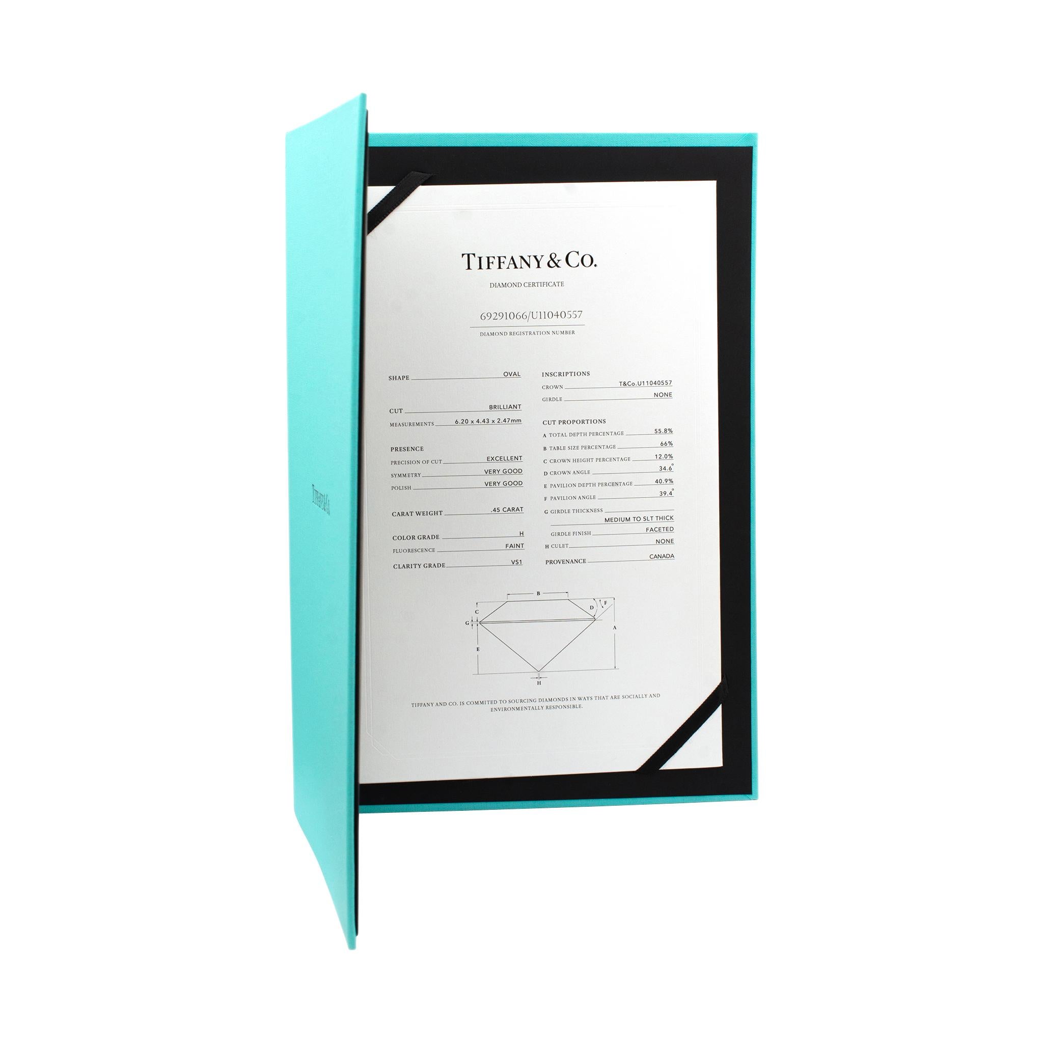 Tiffany & Co. Soleste Damen Platin Verlobungsring mit ovalem Halo-Diamant 3