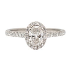 Tiffany & Co. Soleste Damen Platin Verlobungsring mit ovalem Halo-Diamant
