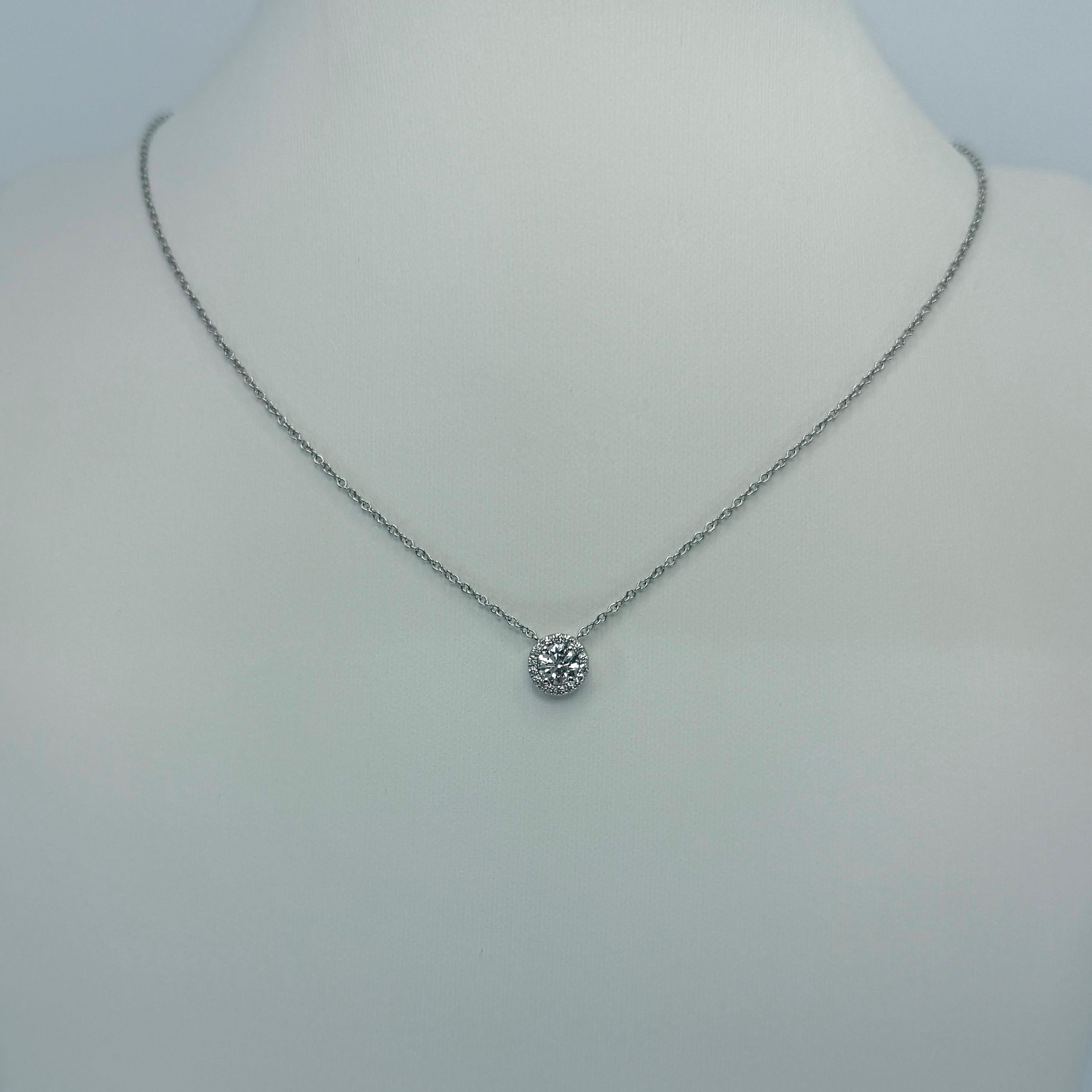 Tiffany & Co. Soleste Natural Round Diamond Halo VVS Platinum Pendant Necklace For Sale 4