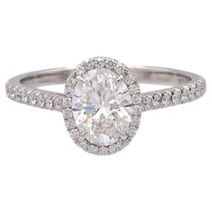 Tiffany & Co. Soleste Oval 1.03 Ct Cntr Diamond Engagement Ring Platinum F VS1