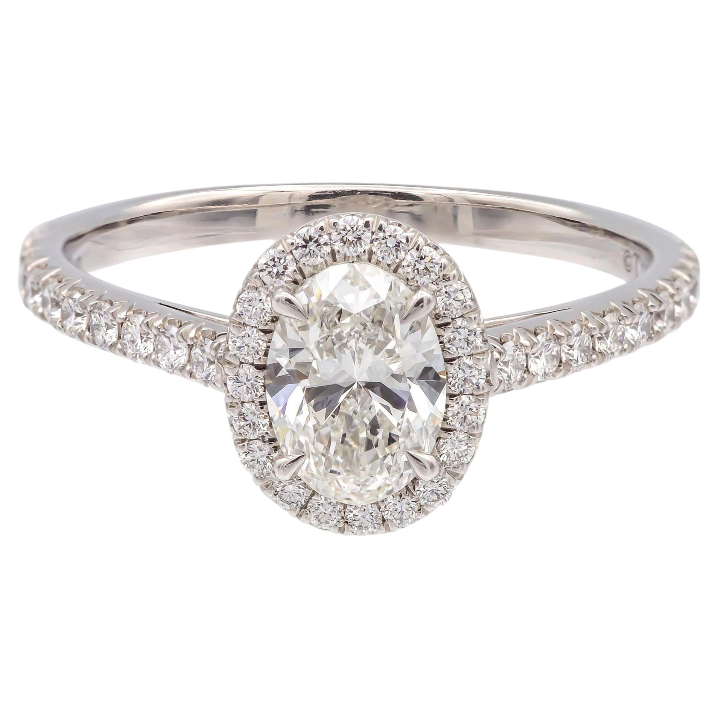 Tiffany & Co. Soleste Oval .61 cts Center Diamond Engagement Ring Platinum