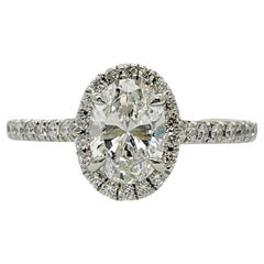 Tiffany & Co. Soleste Oval Diamond 0.60 ct E VS2 Halo Engagement Ring Platinum