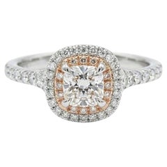 Tiffany & Co Soleste Pink Diamond Halo Ring in Platinum and 18K Rose Gold