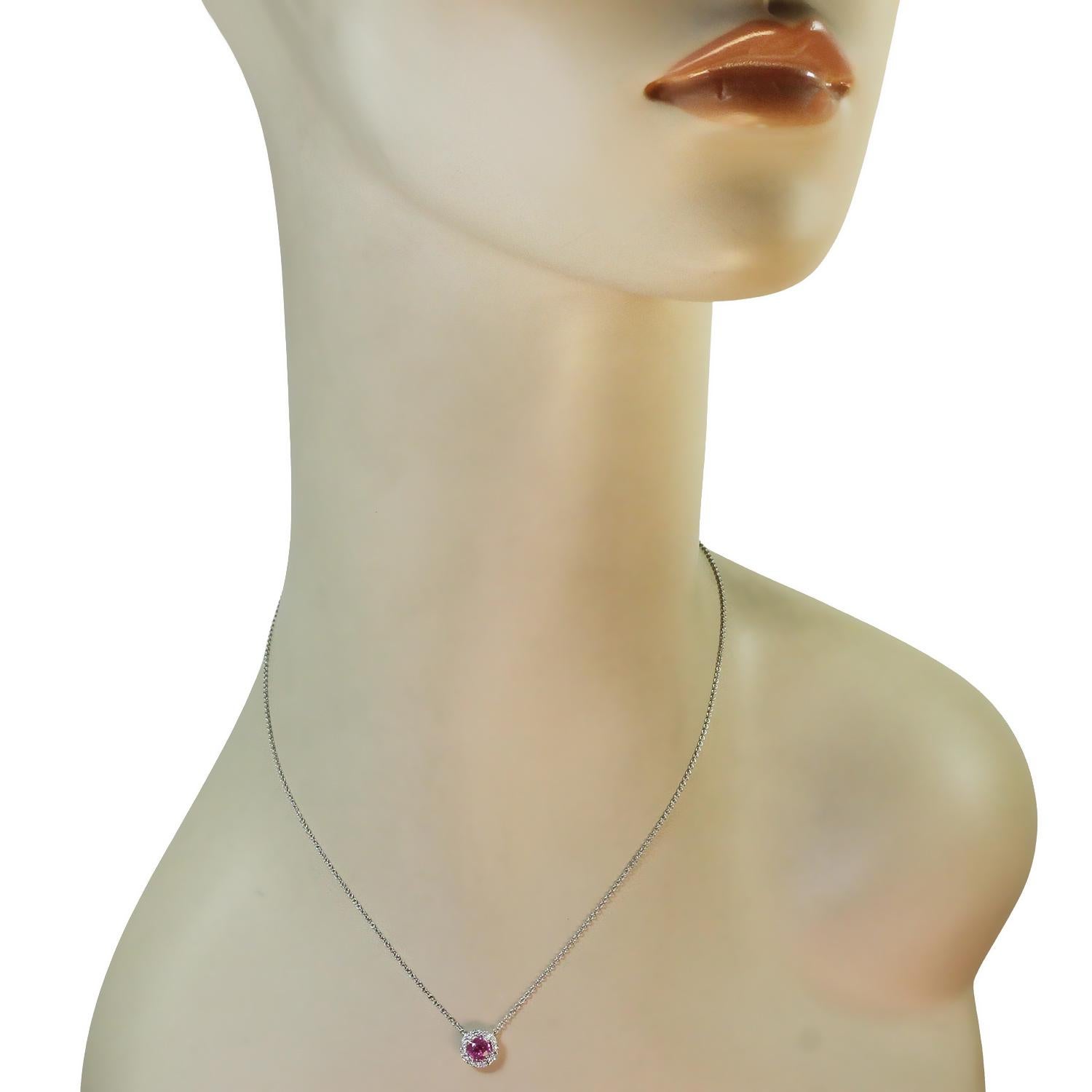 Taille ronde TIFFANY & CO. Soleste Collier pendentif en platine avec saphir rose et diamants en vente