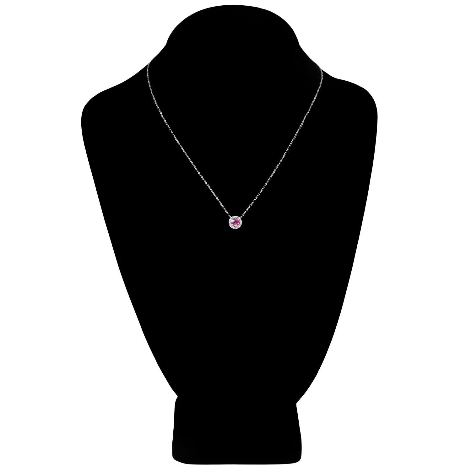 TIFFANY & CO. Soleste Collier pendentif en platine avec saphir rose et diamants en vente 1