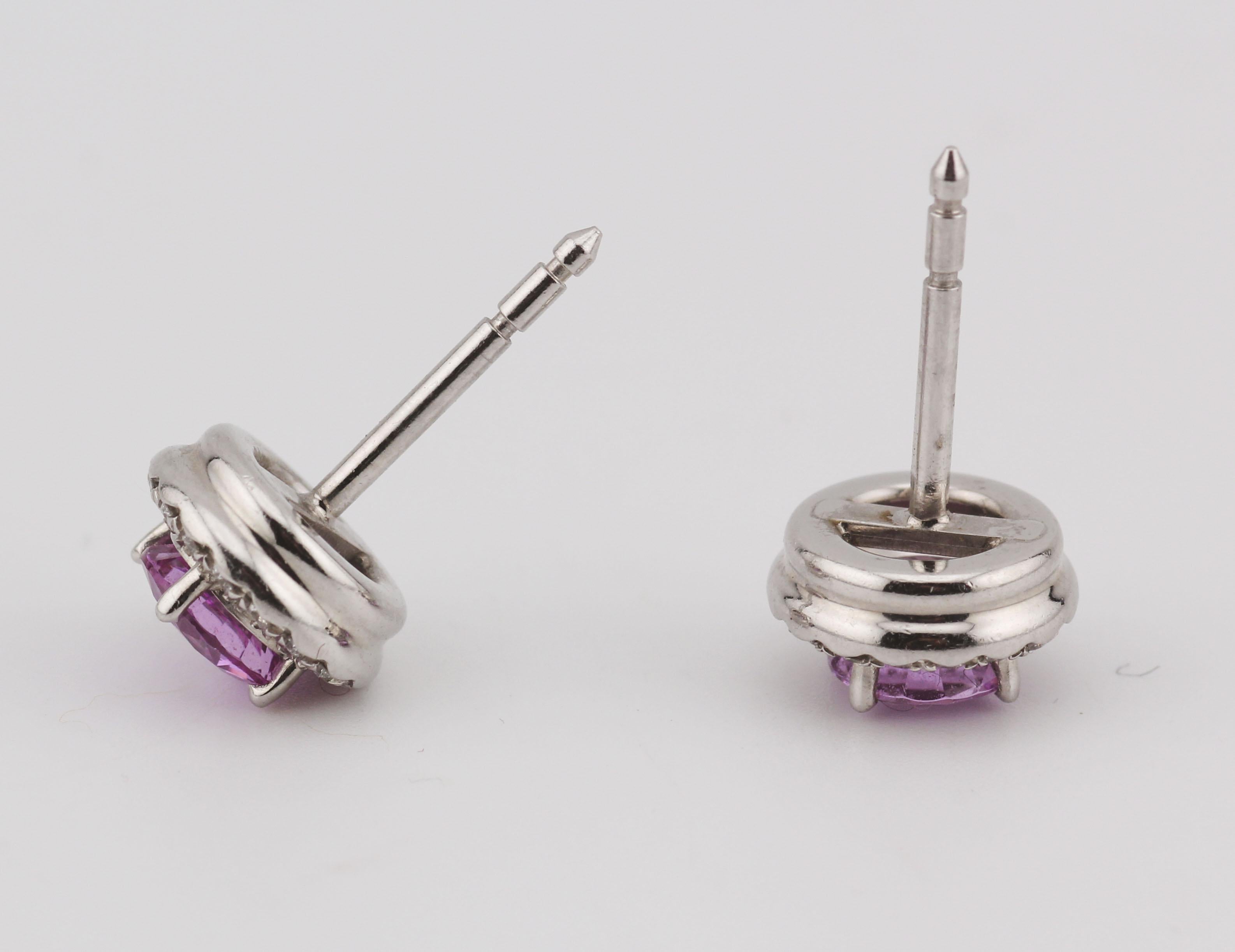 Tiffany & Co. Soleste Platin-Ohrstecker mit rosa Saphir und Diamant im Zustand „Gut��“ in Simpsonville, SC