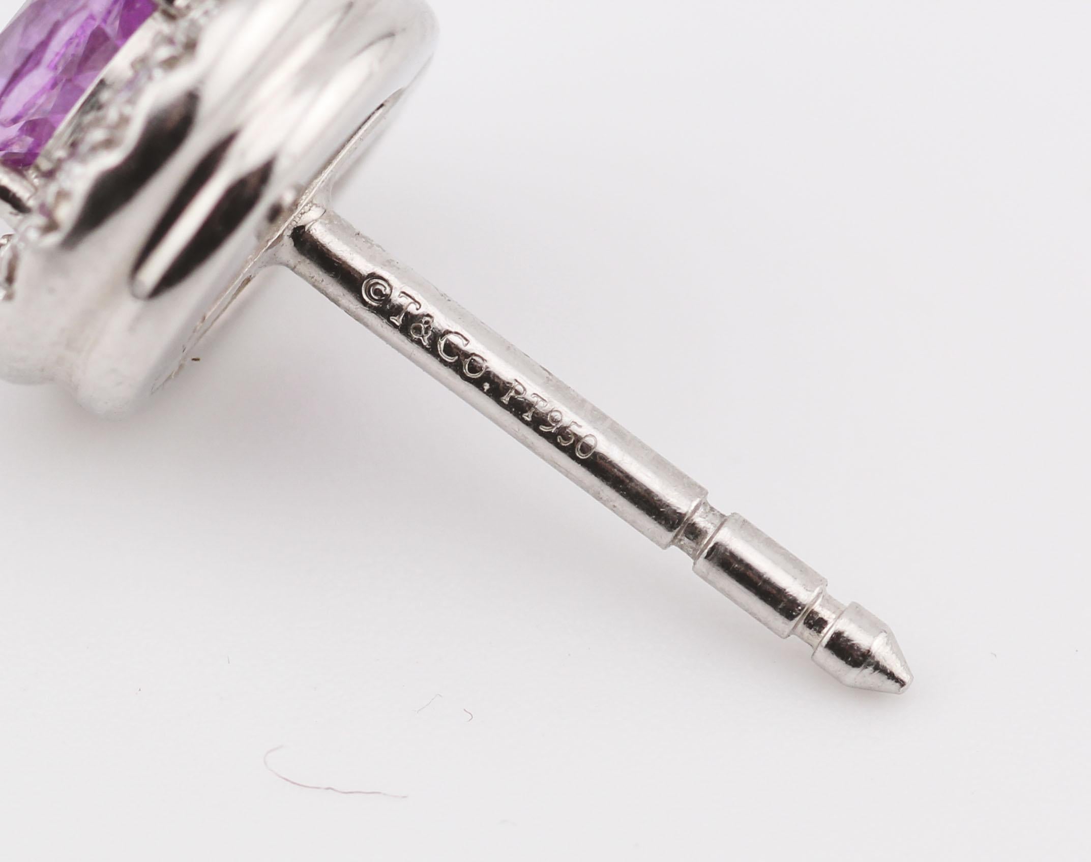 Tiffany & Co. Soleste Platin-Ohrstecker mit rosa Saphir und Diamant 1