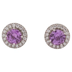 Tiffany & Co. Soleste Platin-Ohrstecker mit rosa Saphir und Diamant
