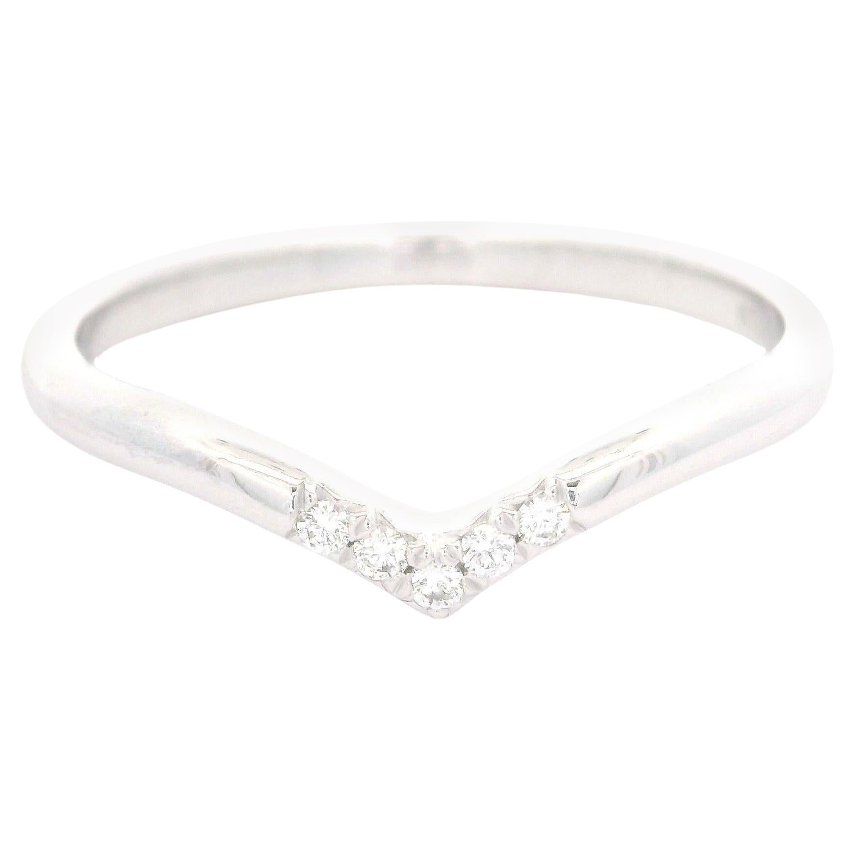 Tiffany 
Co. Soleste Platinum 0.04ctw 5 Diamond "V" Shaped Band Ring