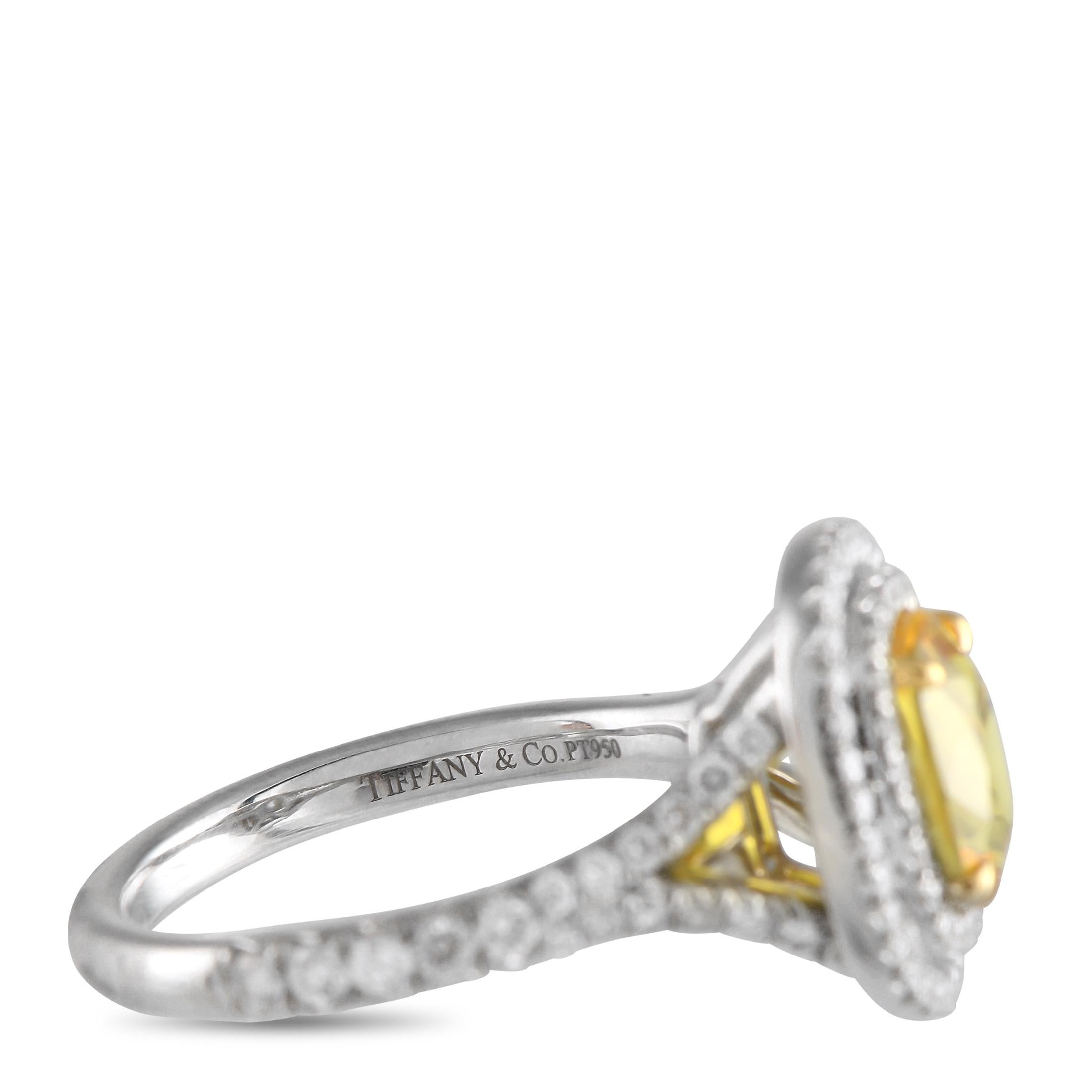 Tiffany & Co. Anello Soleste in platino con diamanti e zaffiri da 0,80 carati In condizioni ottime in vendita a Southampton, PA