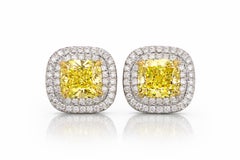 Tiffany & Co. Soleste Platinum & 18K Fancy Vivid Yellow Cushion Studs